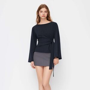 Cider NWT Chic Navy Pinstripe Women's Top Size XL